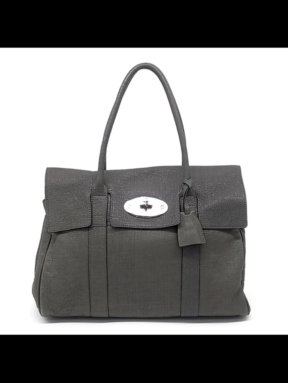 Mulberry Dark Gray/Large Grain Leather Satchel